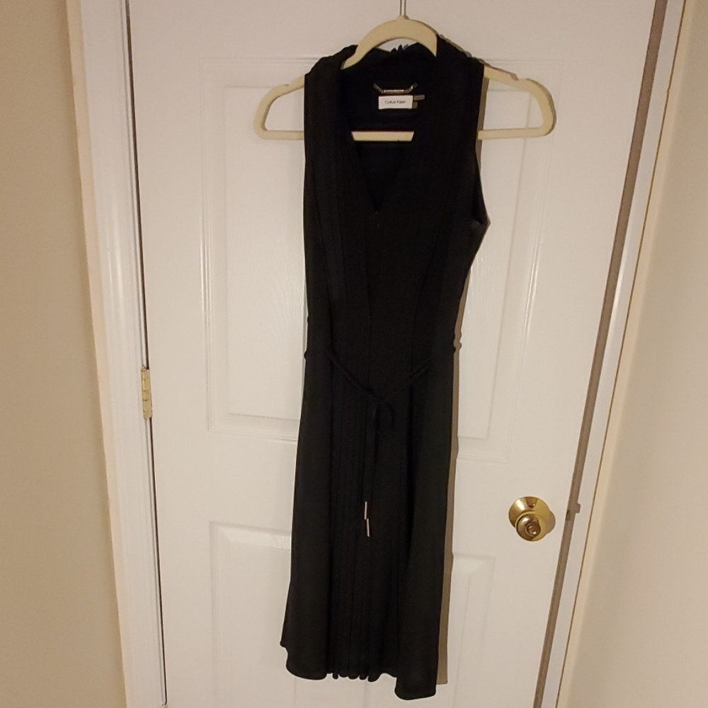 Calvin Klein pleated front black dress